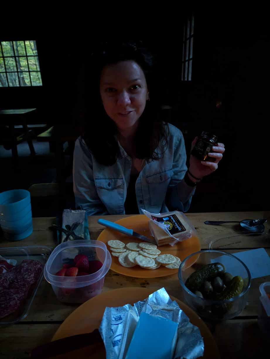 Our tasty charcuterie dinner.